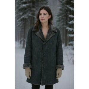 Cole Haan Studio Lambskin Shearling Lined Winter Coat‎ Size L